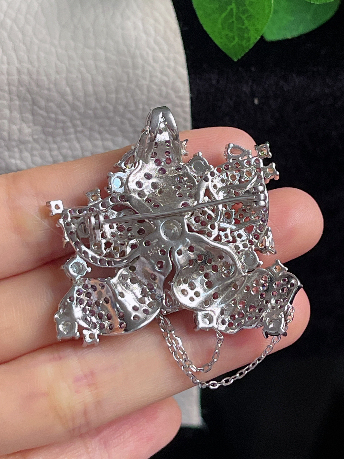 s925银 翡翠胸针