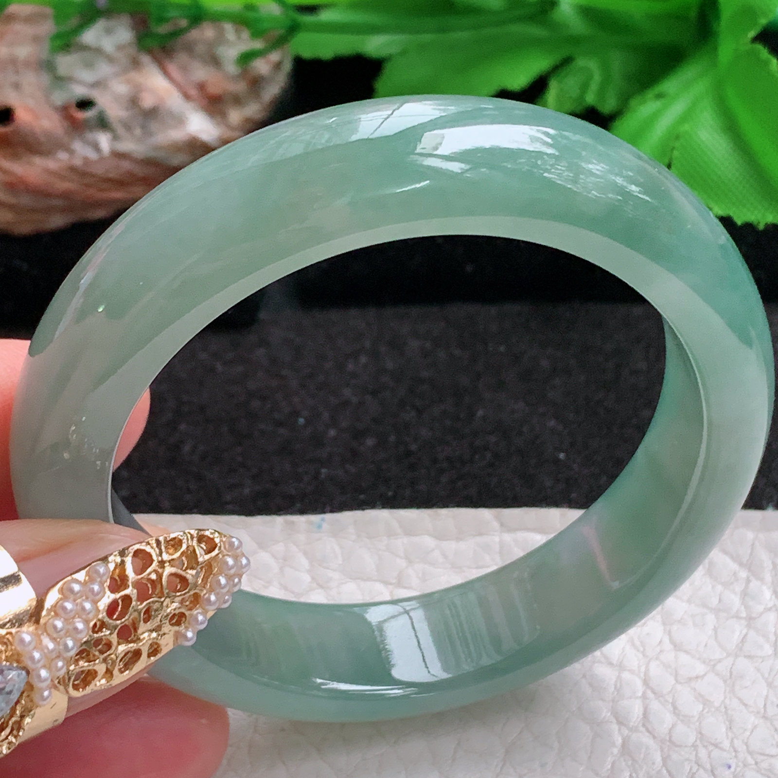 ee实拍53.6*50*12*7.4贵妃镯 天然缅甸翡翠a货手镯冰油蛋形玉镯子