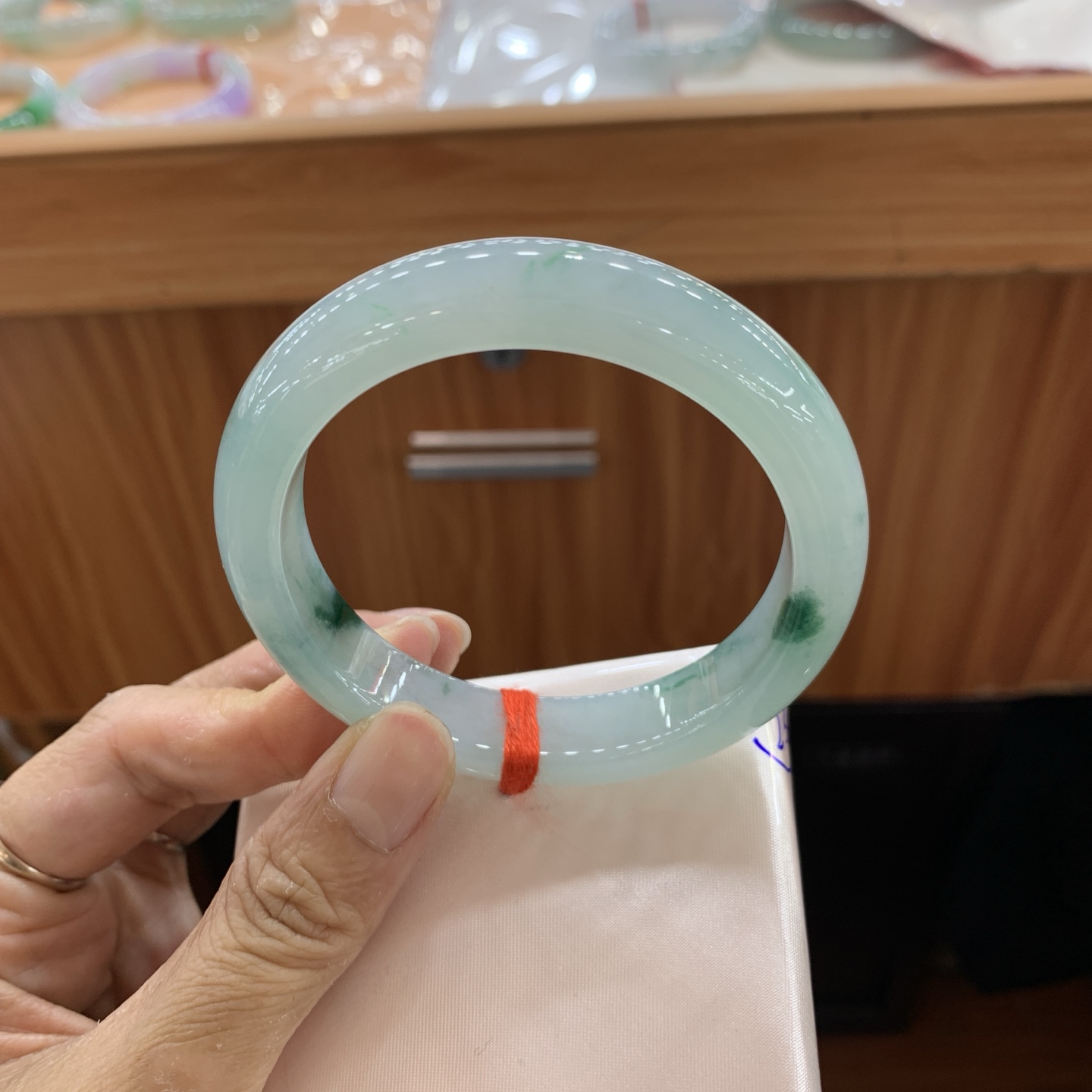 041523XY 冰飘花正圈翡翠手镯 57.5-12.5-8.5