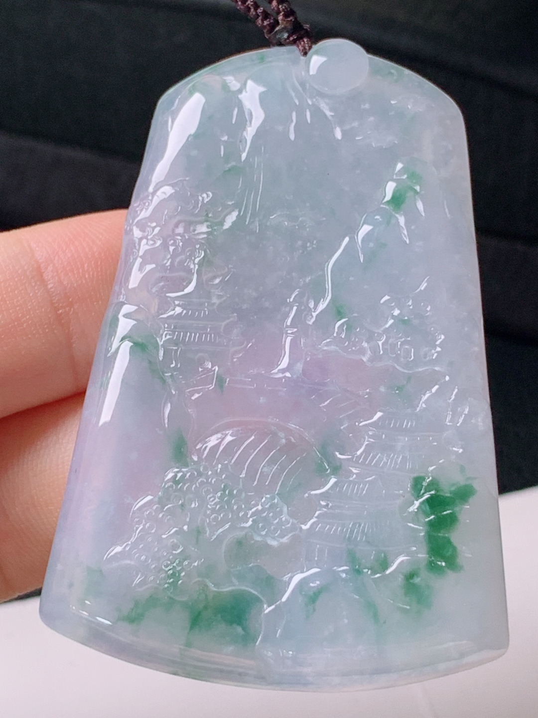 ️ 冰种飘花山水牌，无裂冰润饱满，裸石55.3-36.9-5.1