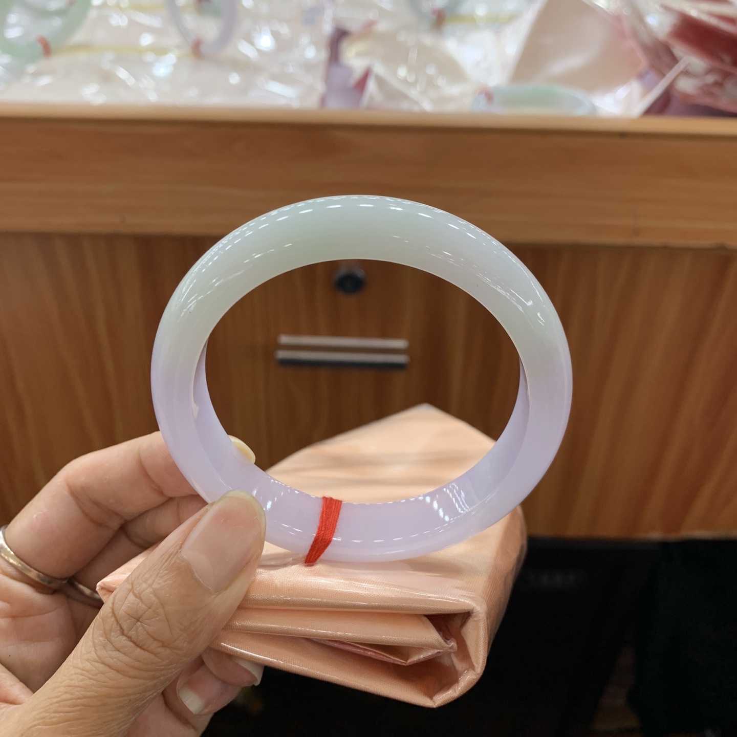 041607FN春带彩正圈大圈口翡翠手镯60.5/12.6/8.3