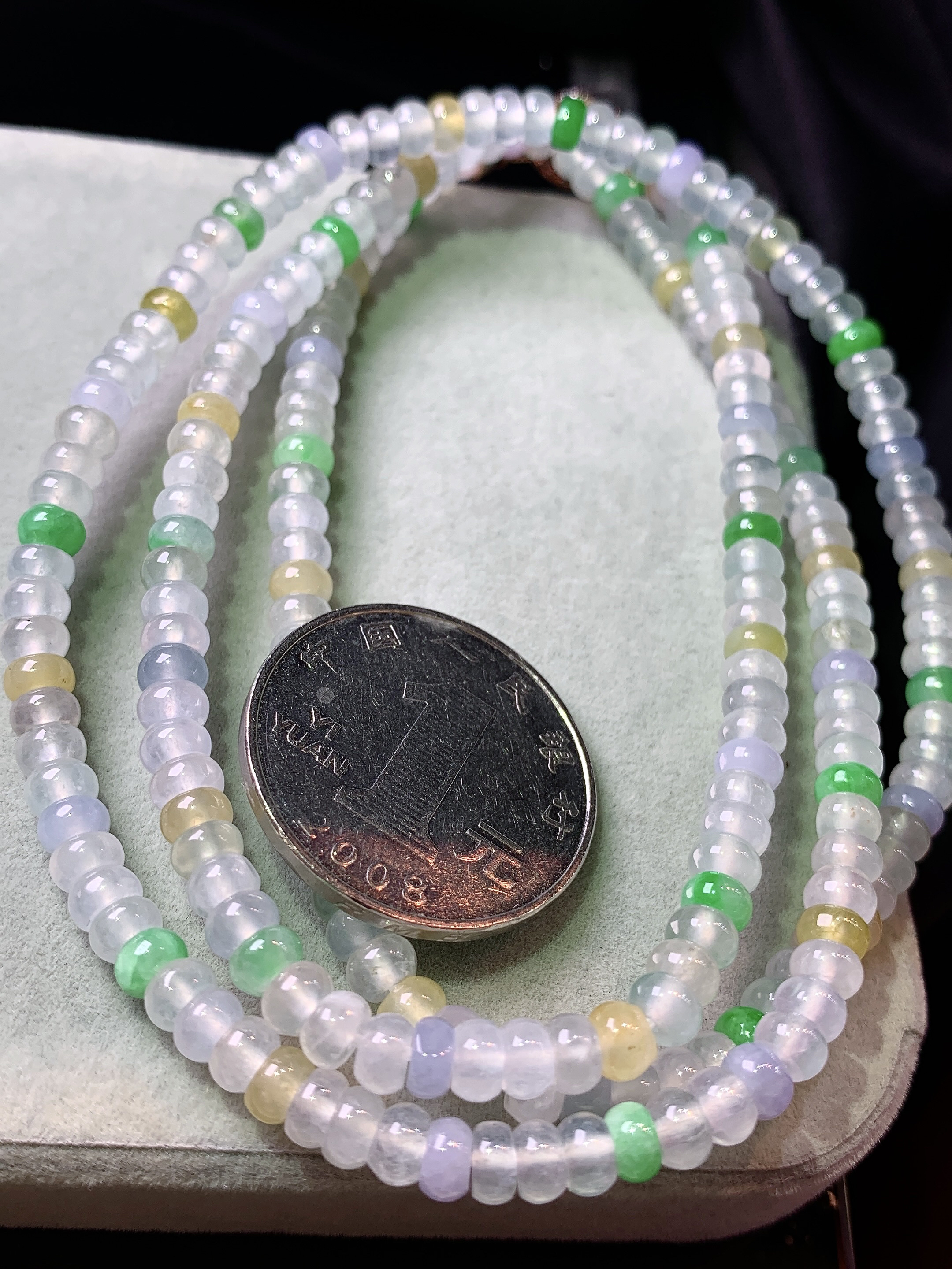 多彩算盘珠项链 玉质细腻 色泽艳丽清新 水润亮眼 整体尺寸4.5*3c5