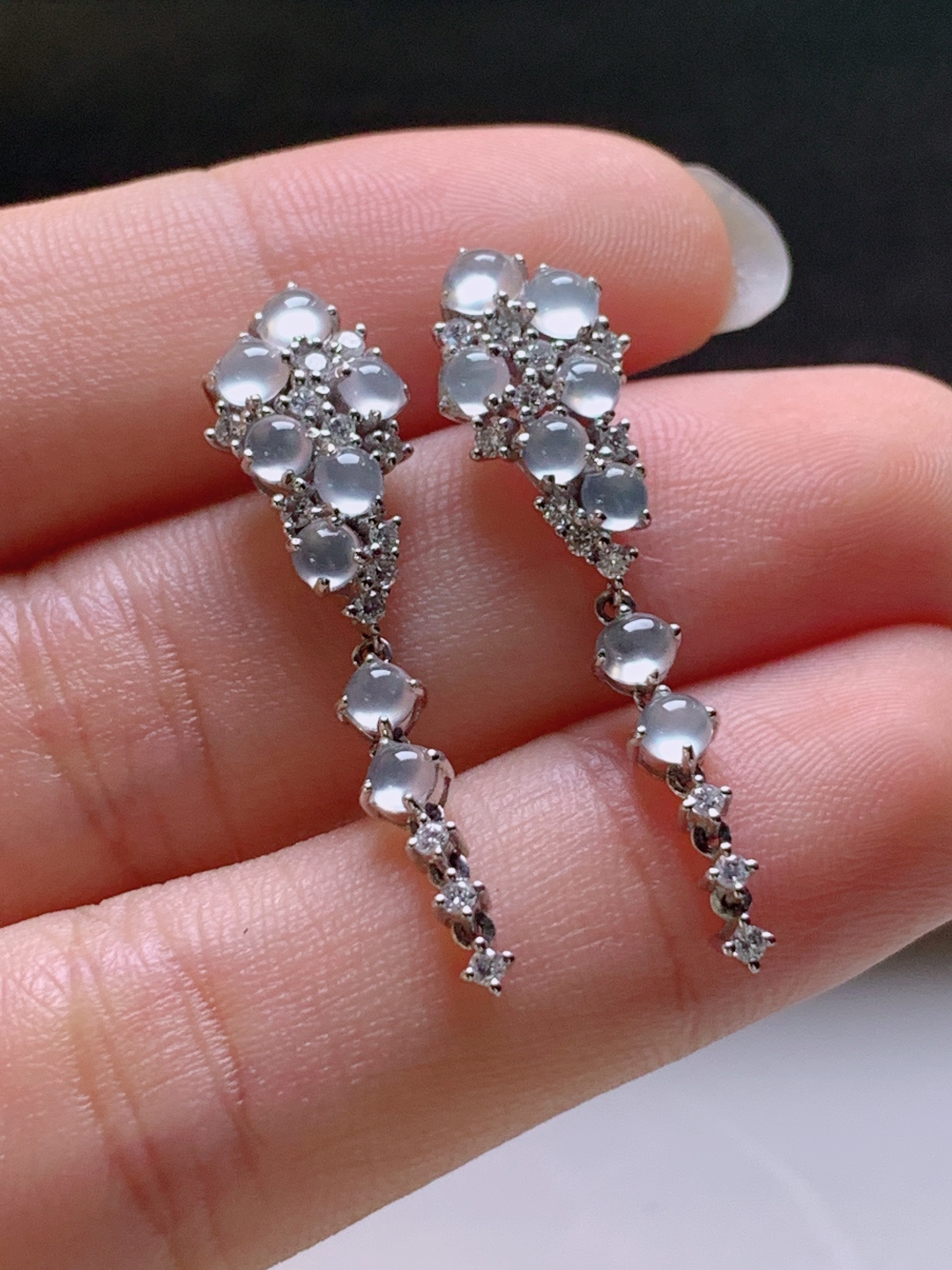 ️ 冰旦面设计款耳坠，冰透起光，无裂