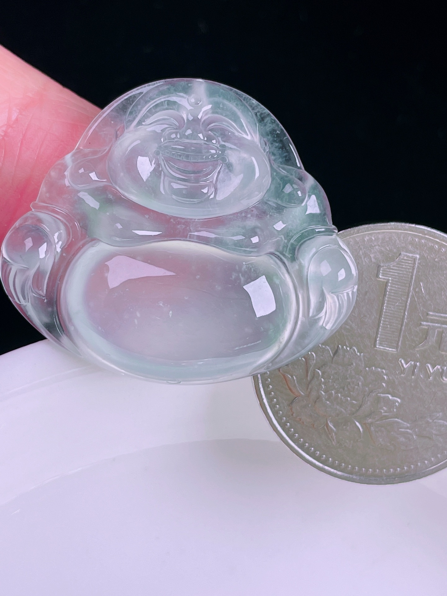 ️高冰佛公，老种起光，细底通透，尺寸：27.2/31.8/6.3mm，0417