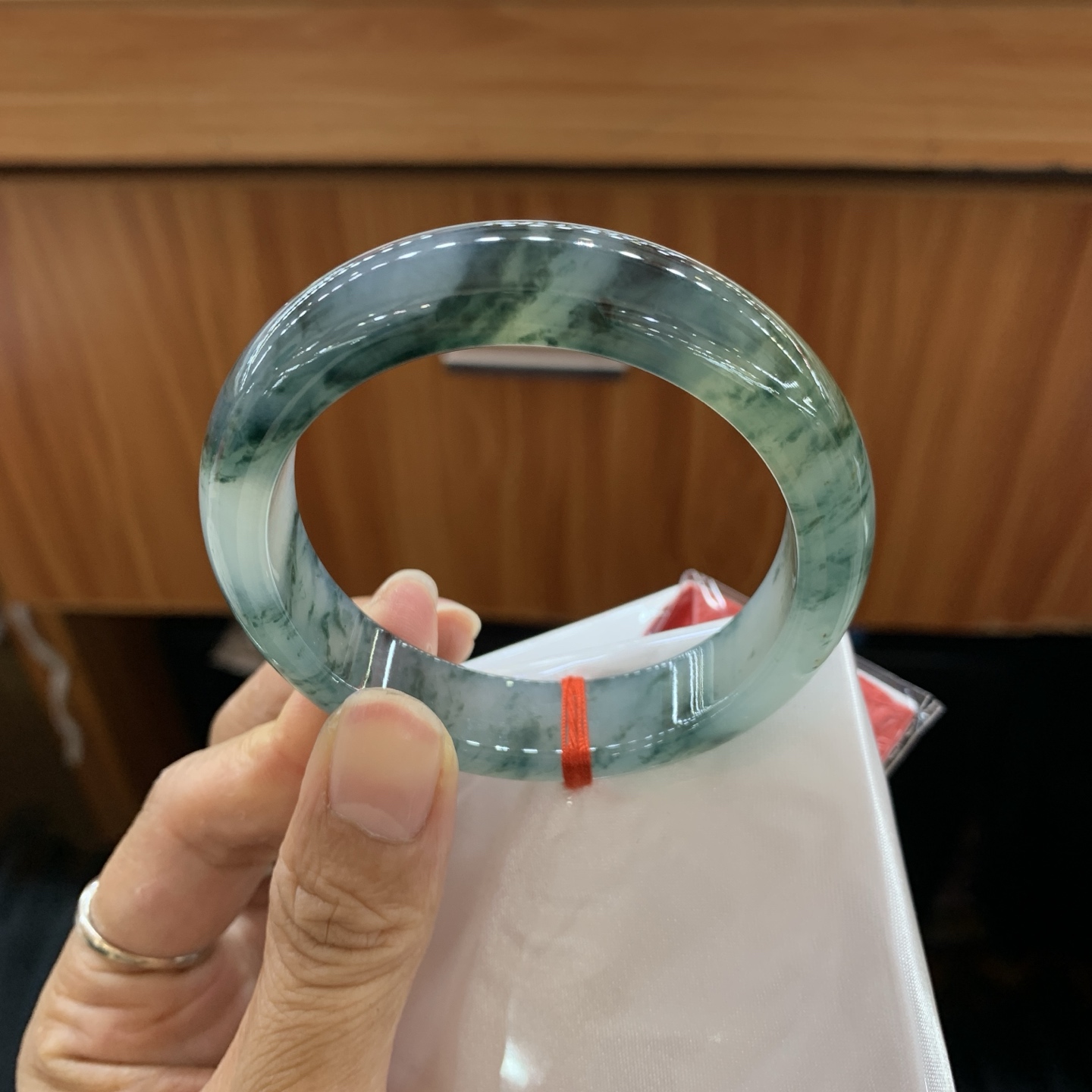 041638GX冰飘花正圈翡翠手镯53-13-8.3