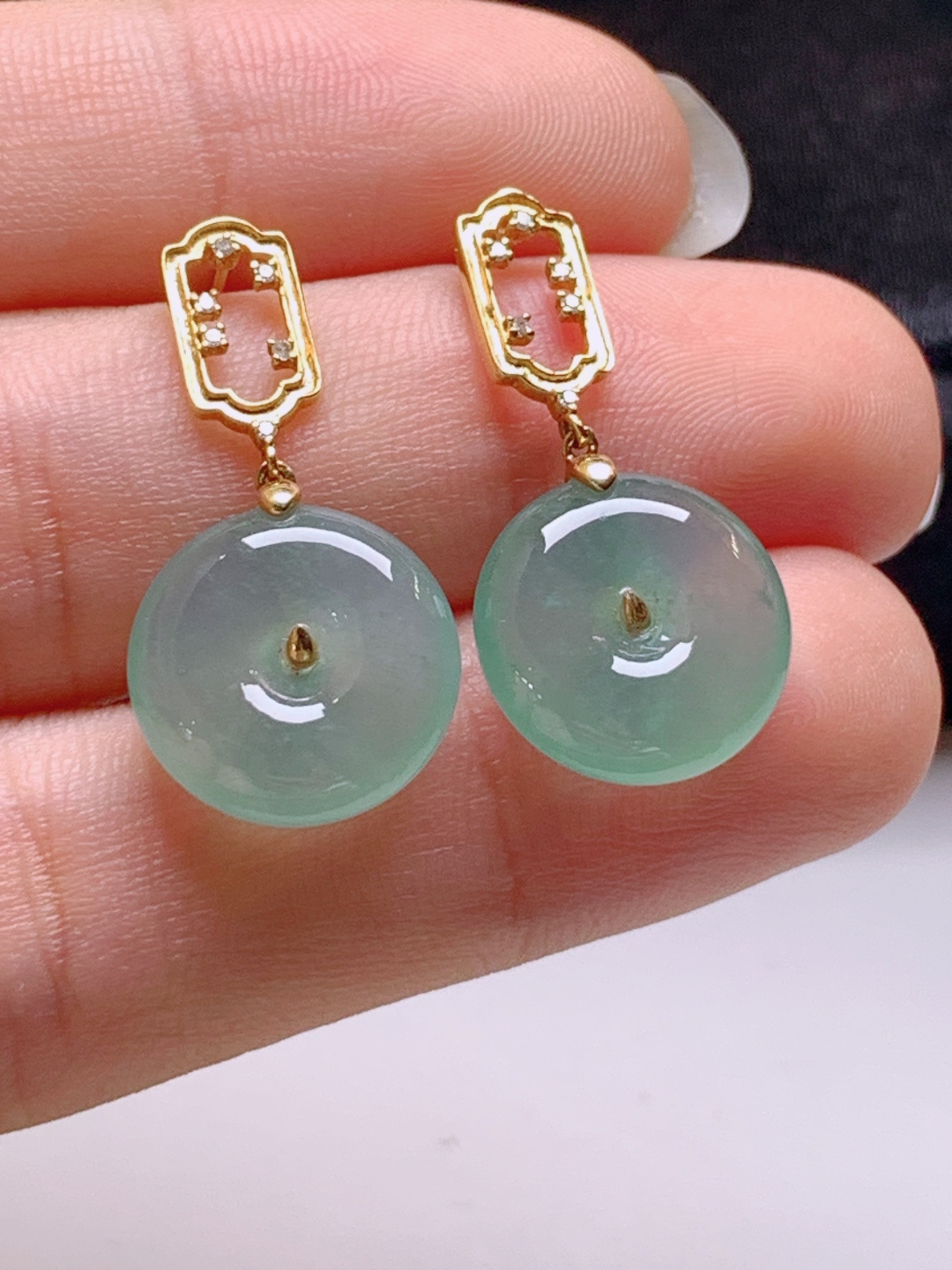 ️ 冰晴平安扣耳坠，色好水润，裸石13.1-4.6