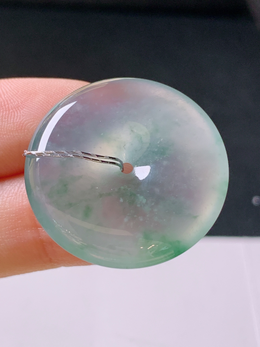 ️ 冰种飘花平安扣，无裂通透饱满，裸石27.1-5.8