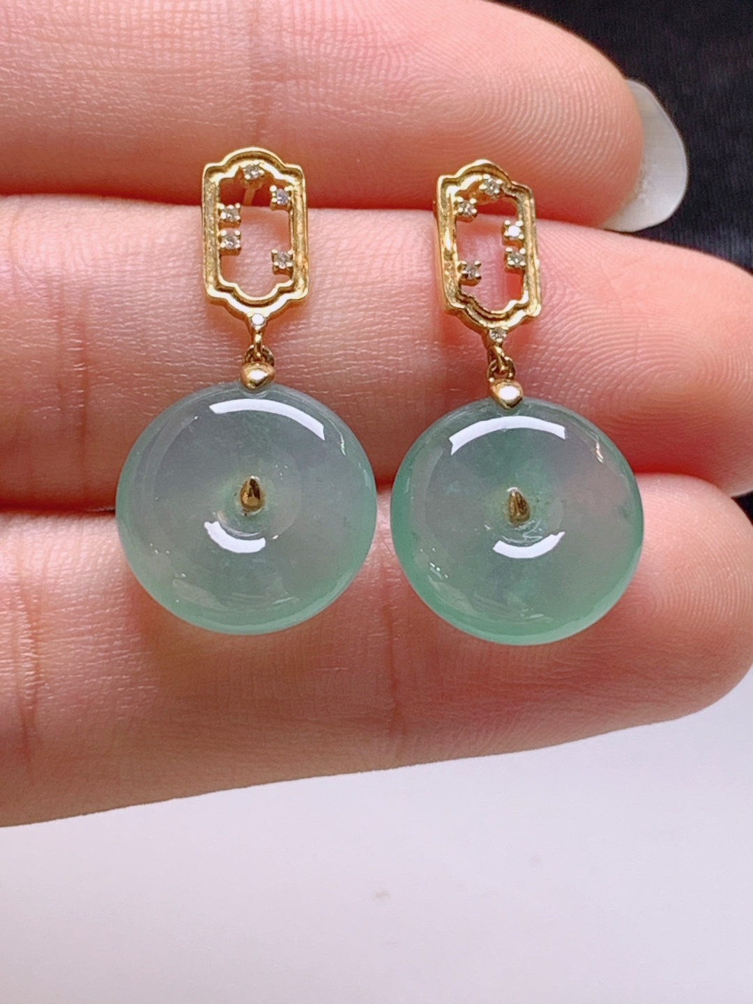 ️ 冰晴平安扣耳坠，色好水润，裸石13.1-4.6