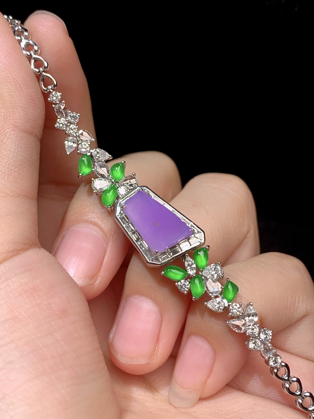 ️冰妖紫随形手链，18k金钻镶嵌，12.5-7.7