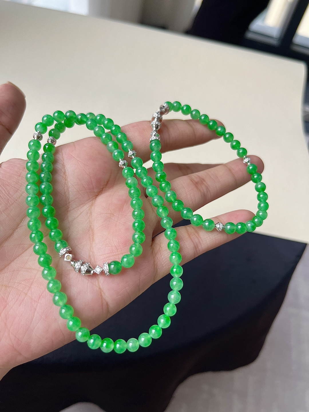 ️【珠子手串一对】种老细腻，色阳浓郁起胶，尺寸：5.2，4.6，b1416