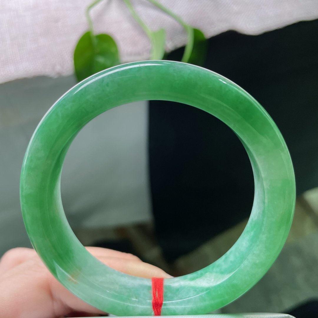 54.5/8.7绿底正圈，如青山含黛，叠翠连绵，水润，种老，有纹，ss50684a