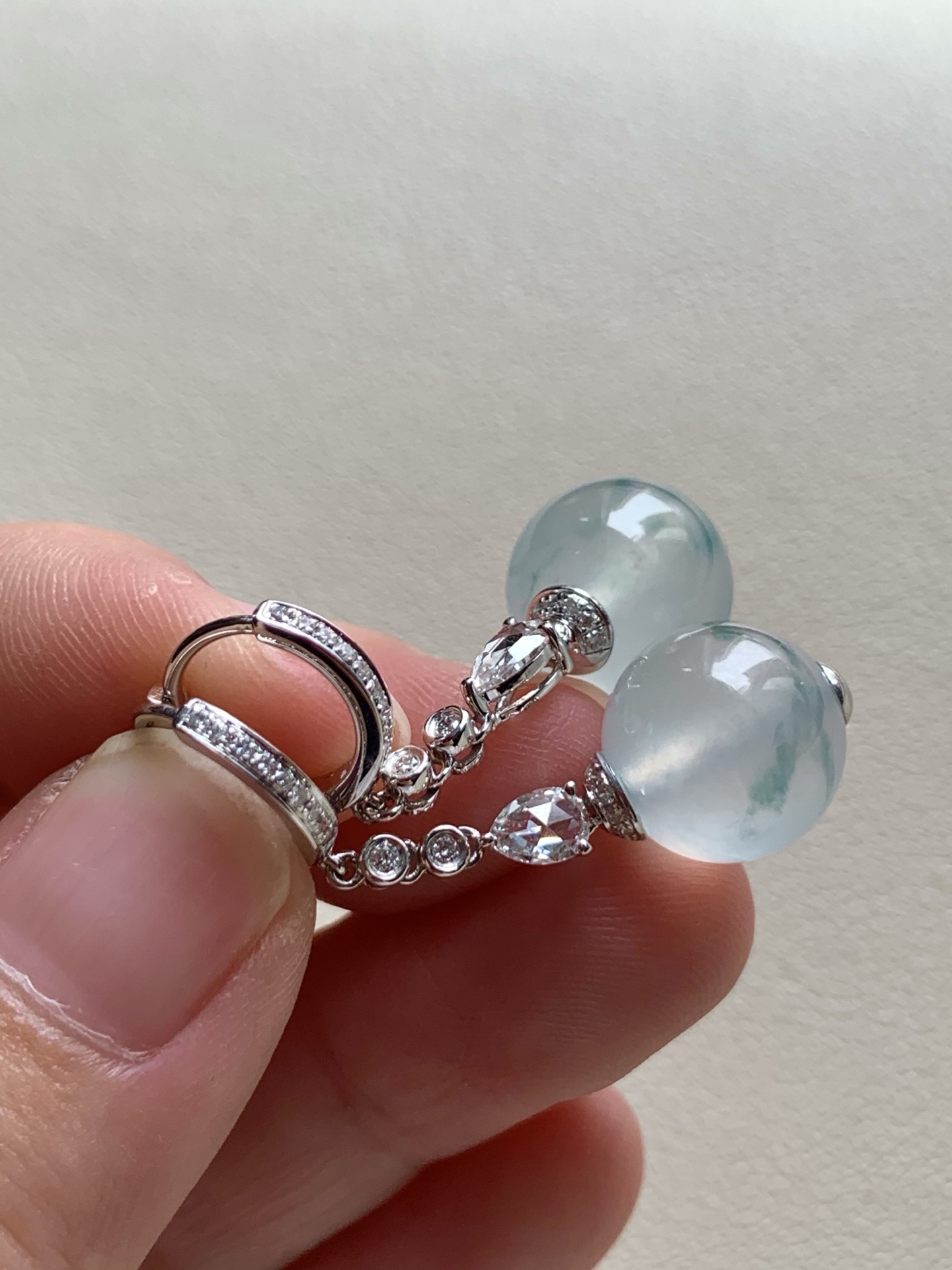 ️【18k金镶嵌珠子耳坠】飘花灵动，种老细腻形体佳，成品：34*10.7，裸石：10.7，a32416