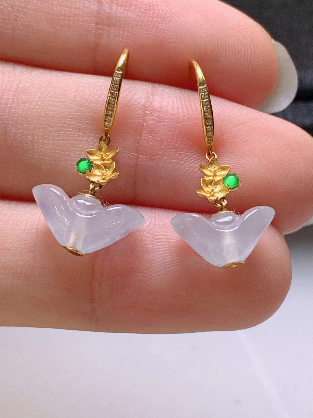 ️ 冰种元宝耳坠，无裂冰透，裸石5.8-11.2-5.9