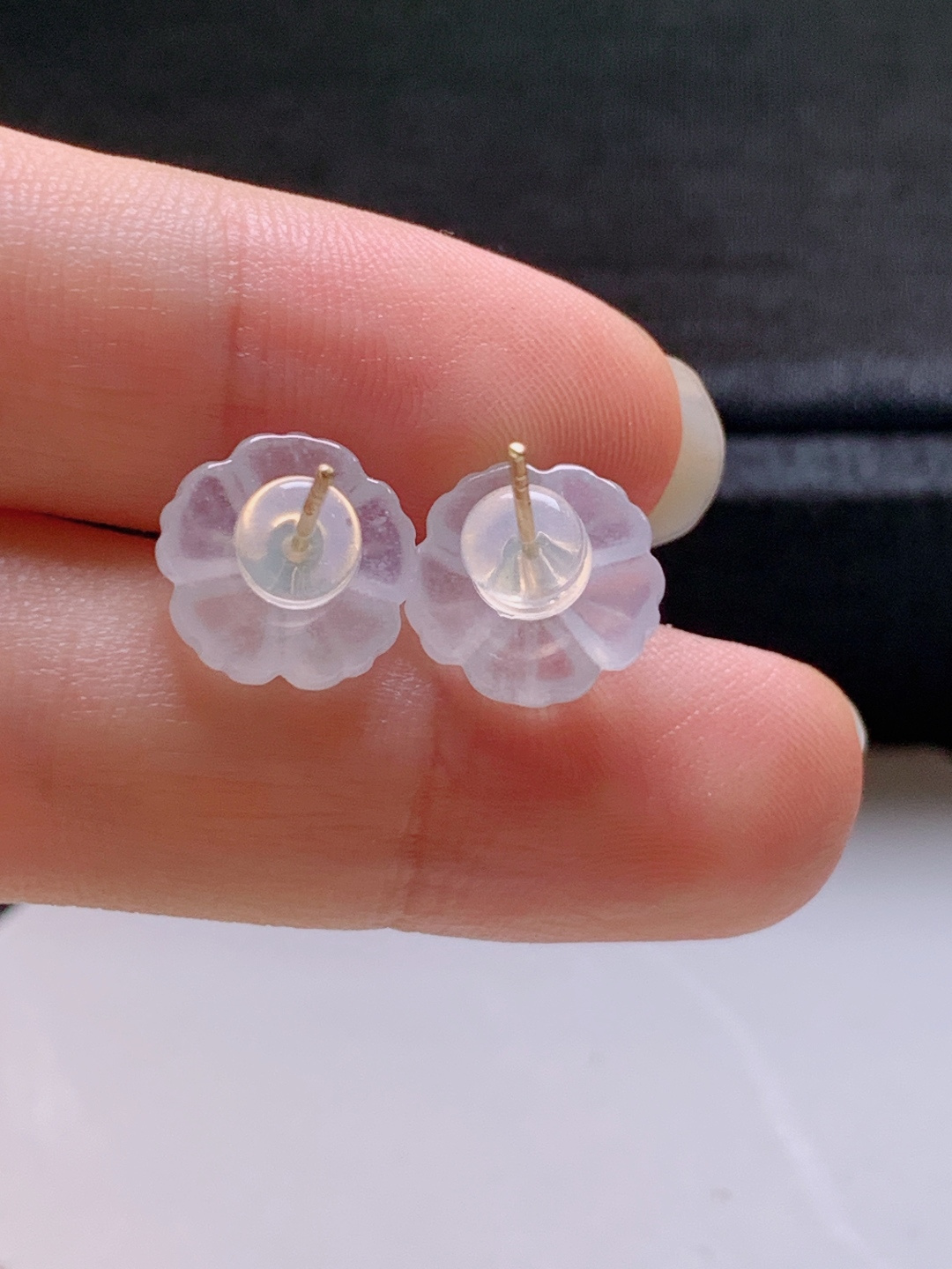 ️ 冰种花朵耳钉，无裂冰透水润，裸石10.5-2.7