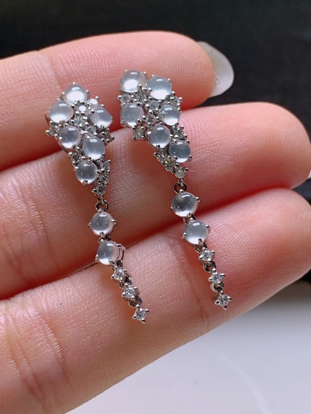 ️ 冰旦面设计款耳坠，冰透起光，无裂