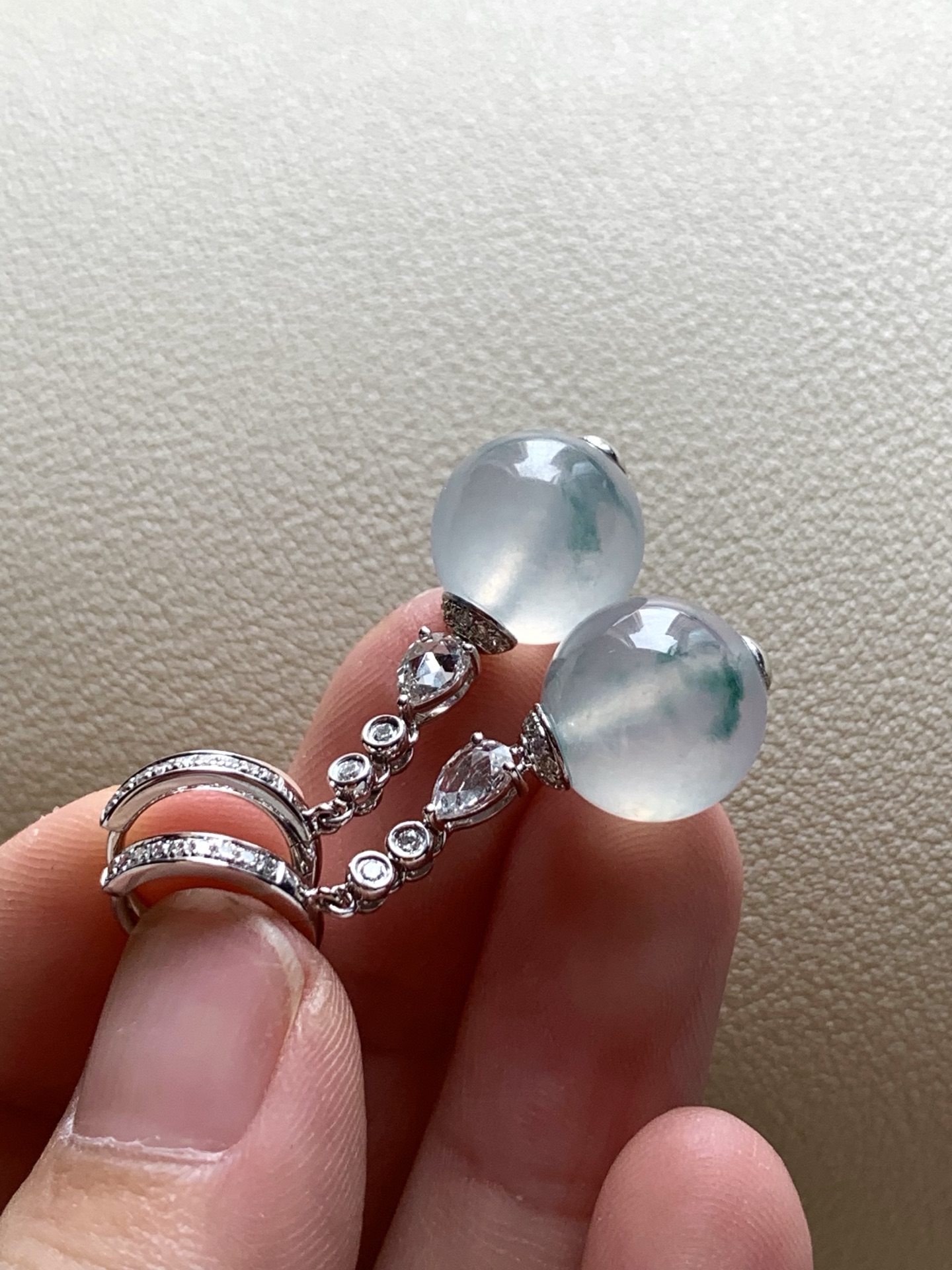 ️【18k金镶嵌珠子耳坠】飘花灵动，种老细腻形体佳，成品：34*10.7，裸石：10.7，a32416