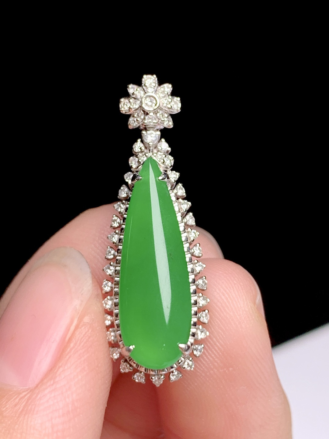 ️超值5440水滴形18k金钻镶嵌，29.5-10-7