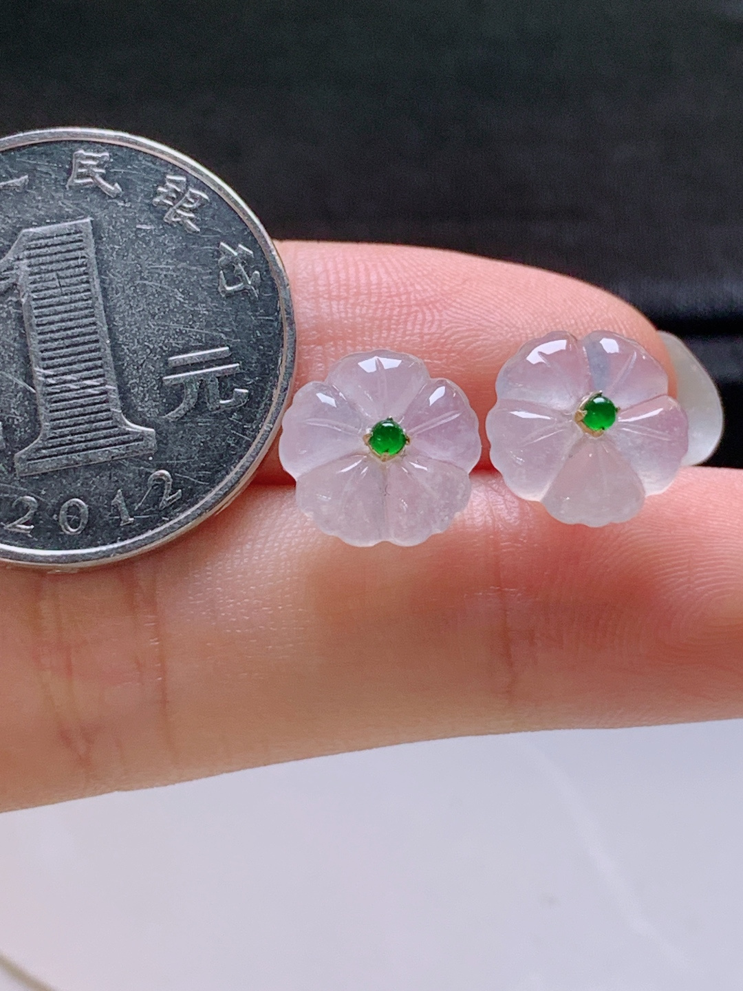 ️ 冰种花朵耳钉，无裂冰透水润，裸石10.5-2.7