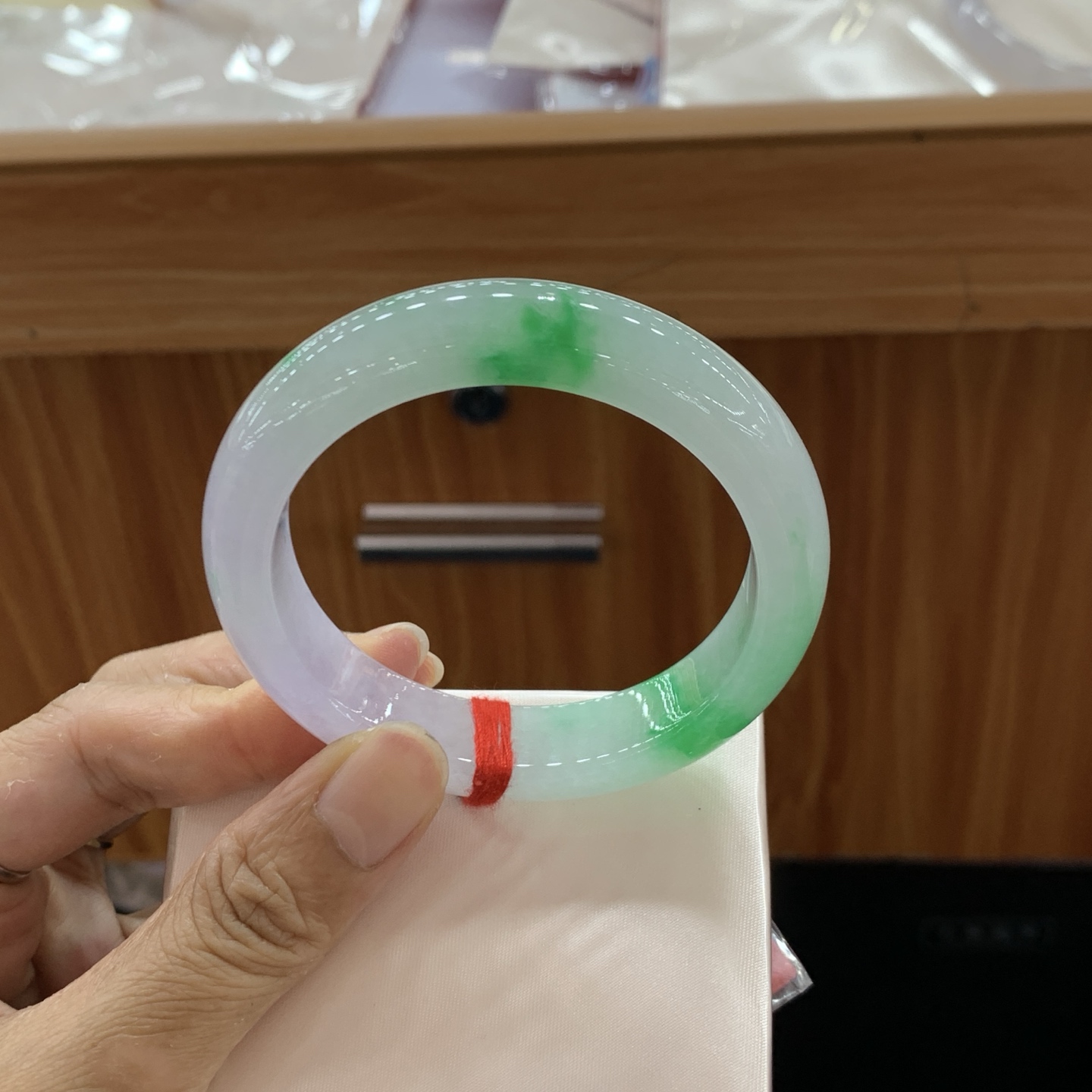 041644WJ冰春彩正圈翡翠手镯55.3-13-8.5