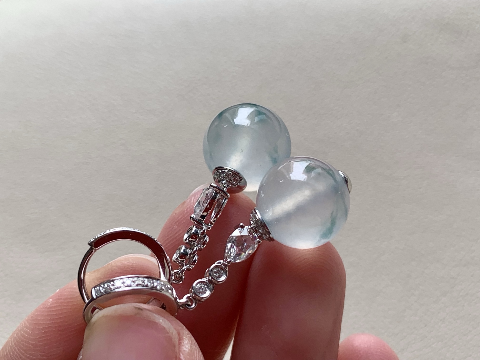 ️【18k金镶嵌珠子耳坠】飘花灵动，种老细腻形体佳，成品：34*10.7，裸石：10.7，a32416