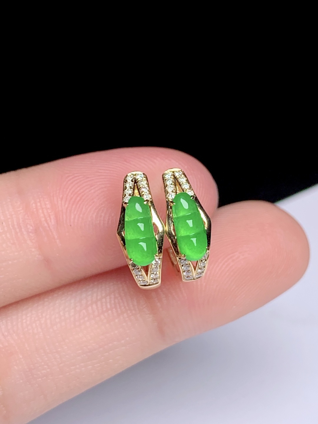 ️超值8224福豆耳坠18k金钻镶嵌，7.5-2.7