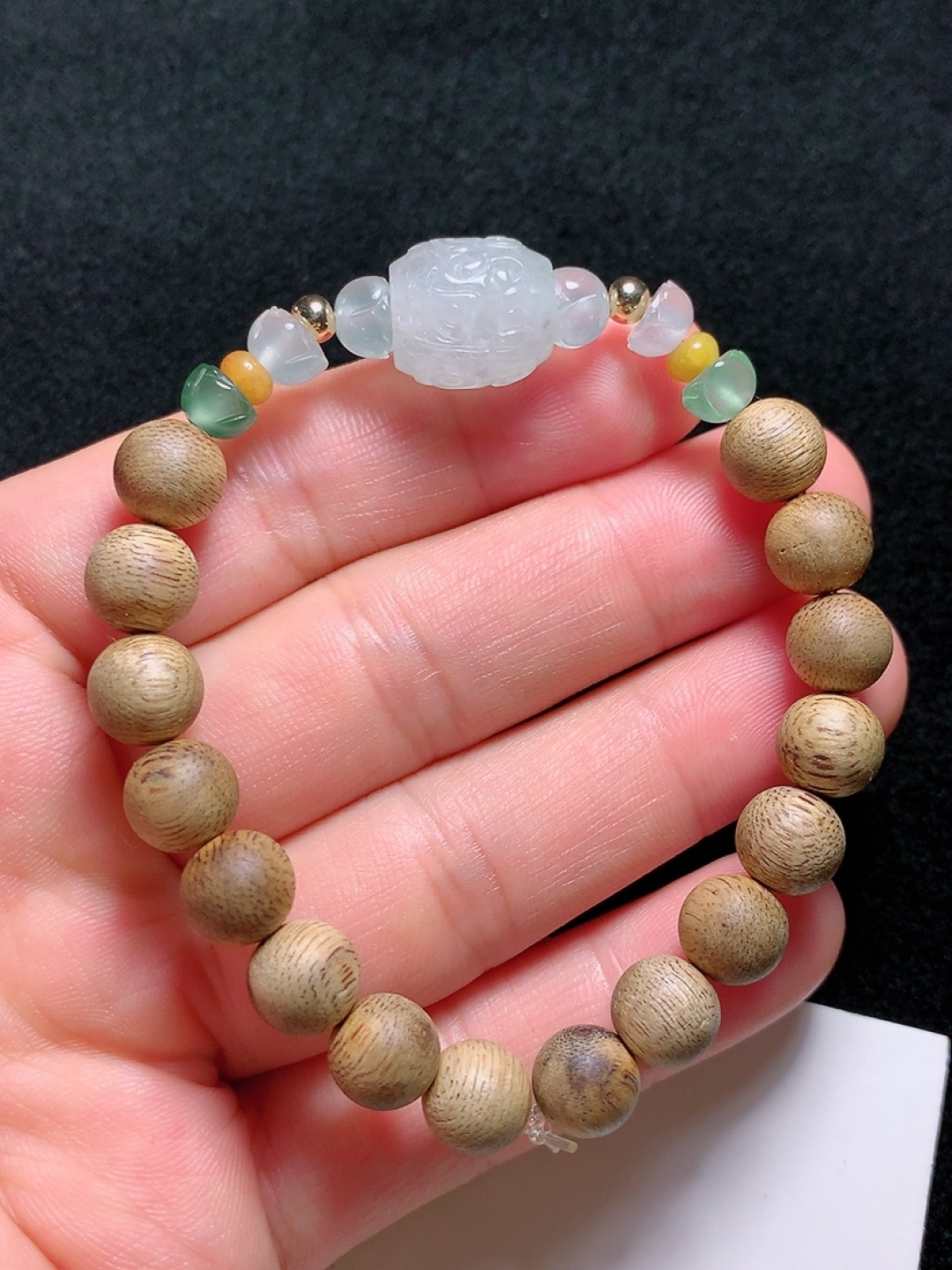 ️冰种雕花路路通手串，种老水头好，又冰又润，漂亮大气，尺寸：12.7/11.6mm8粒，ss