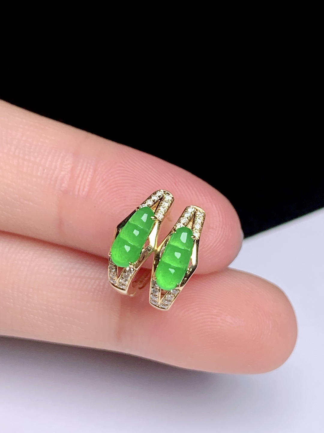 ️超值8224福豆耳坠18k金钻镶嵌，7.5-2.7