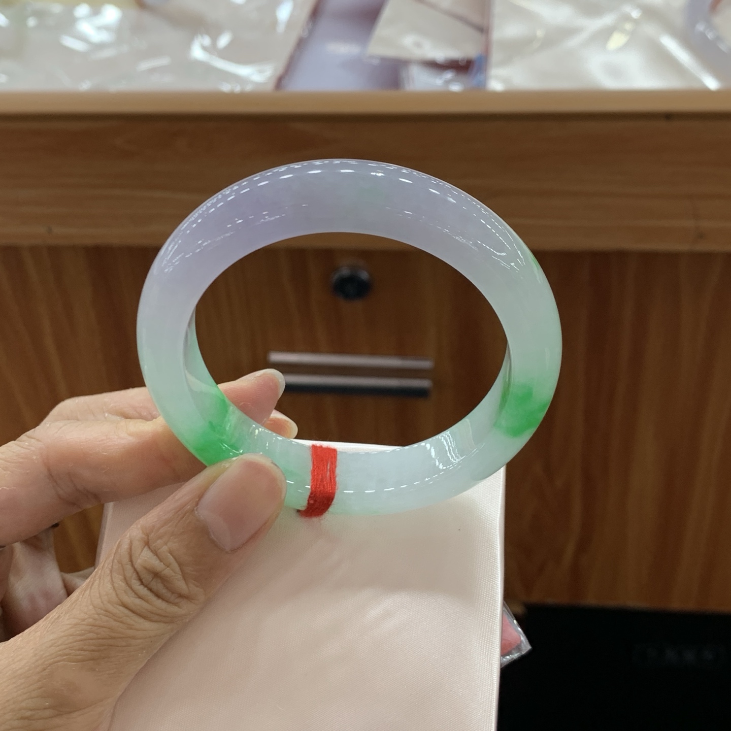 041644WJ冰春彩正圈翡翠手镯55.3-13-8.5