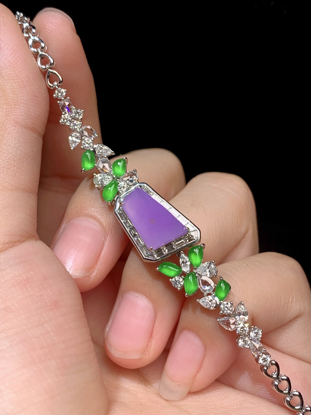 ️冰妖紫随形手链，18k金钻镶嵌，12.5-7.7