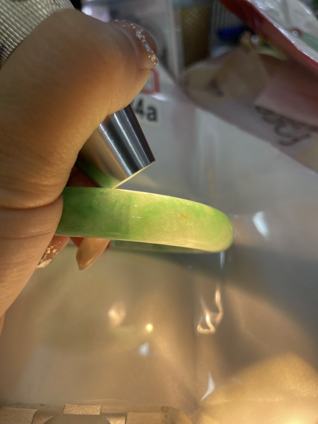 54.5/8.7绿底正圈，如青山含黛，叠翠连绵，水润，种老，有纹，ss50684a