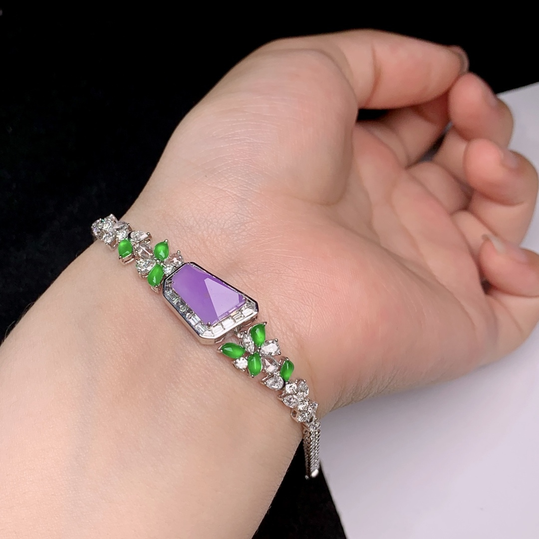 ️冰妖紫随形手链，18k金钻镶嵌，12.5-7.7