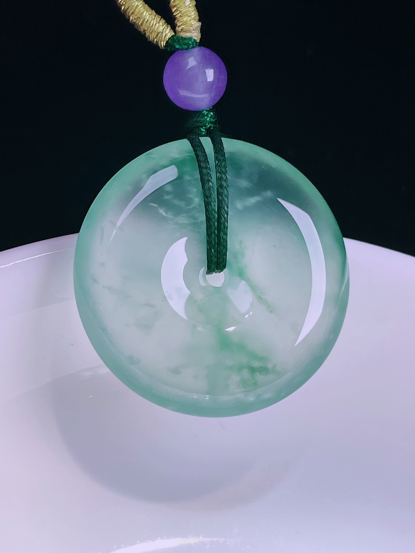 ️冰种平安扣，老种起光，细底通透，尺寸：23/5.7mm，0417