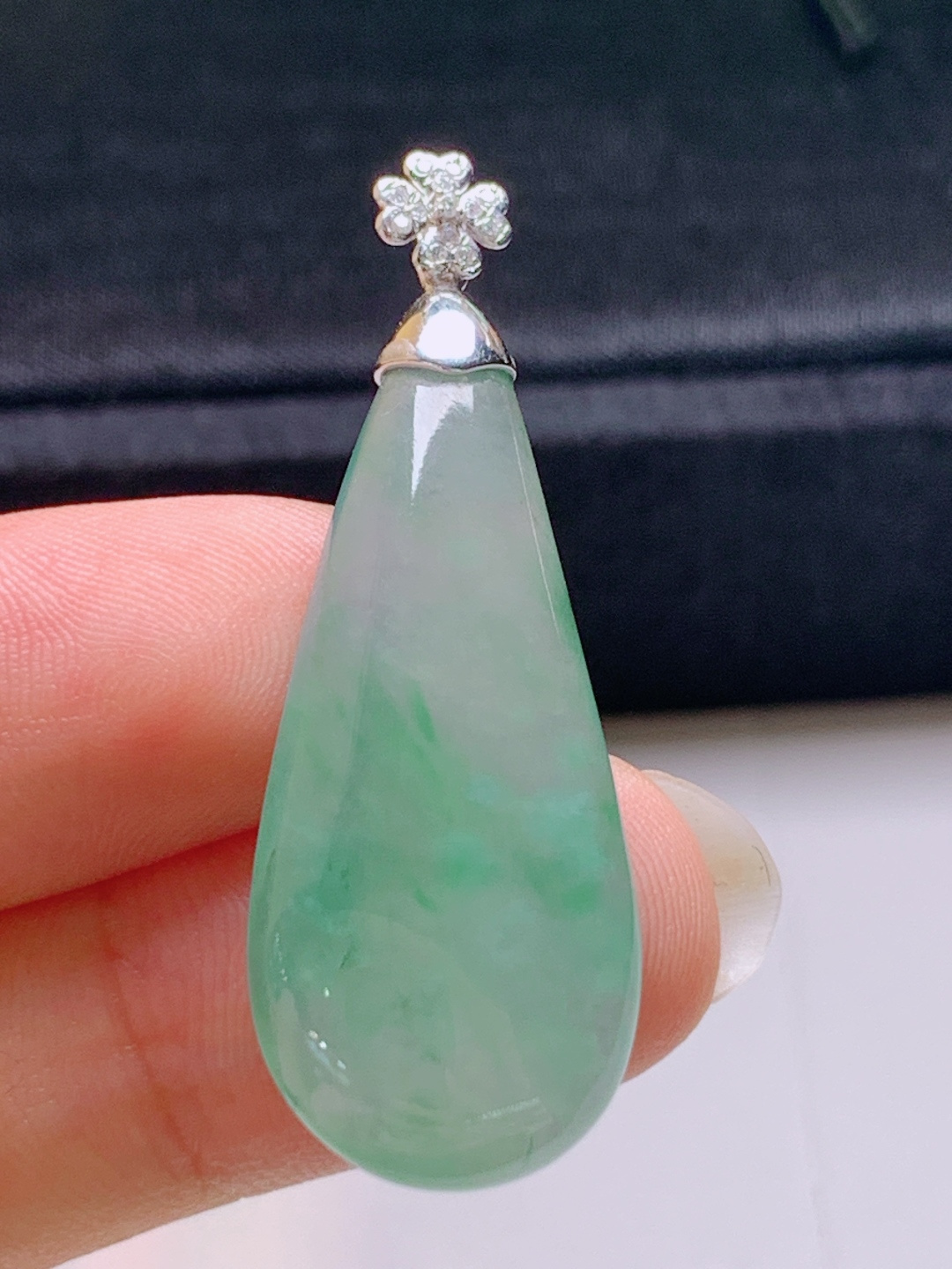 ️ 冰种飘花水滴吊坠，水润饱满，飘花灵动，裸石34.7-14.2-6.340.9