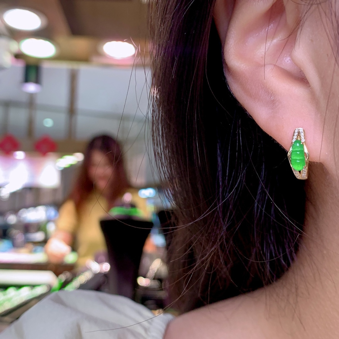 ️超值8224福豆耳坠18k金钻镶嵌，7.5-2.7