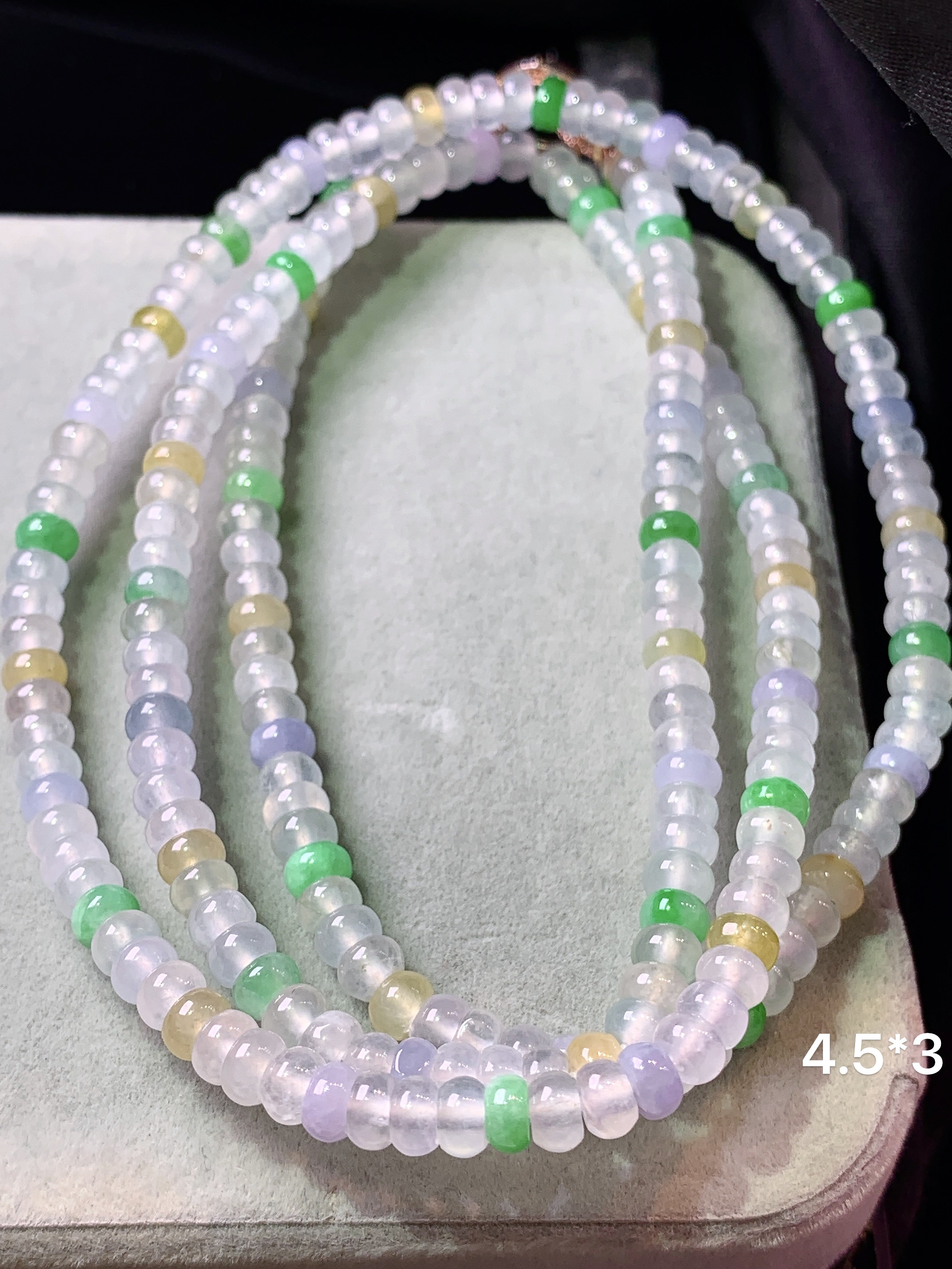 多彩算盘珠项链 玉质细腻 色泽艳丽清新 水润亮眼 整体尺寸4.5*3c5