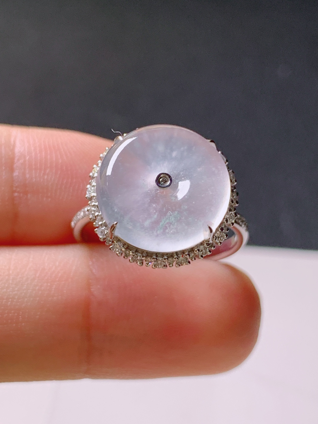 ️ 冰种平安扣戒指，无裂通透水润，裸石13.1-4.3，圈口14