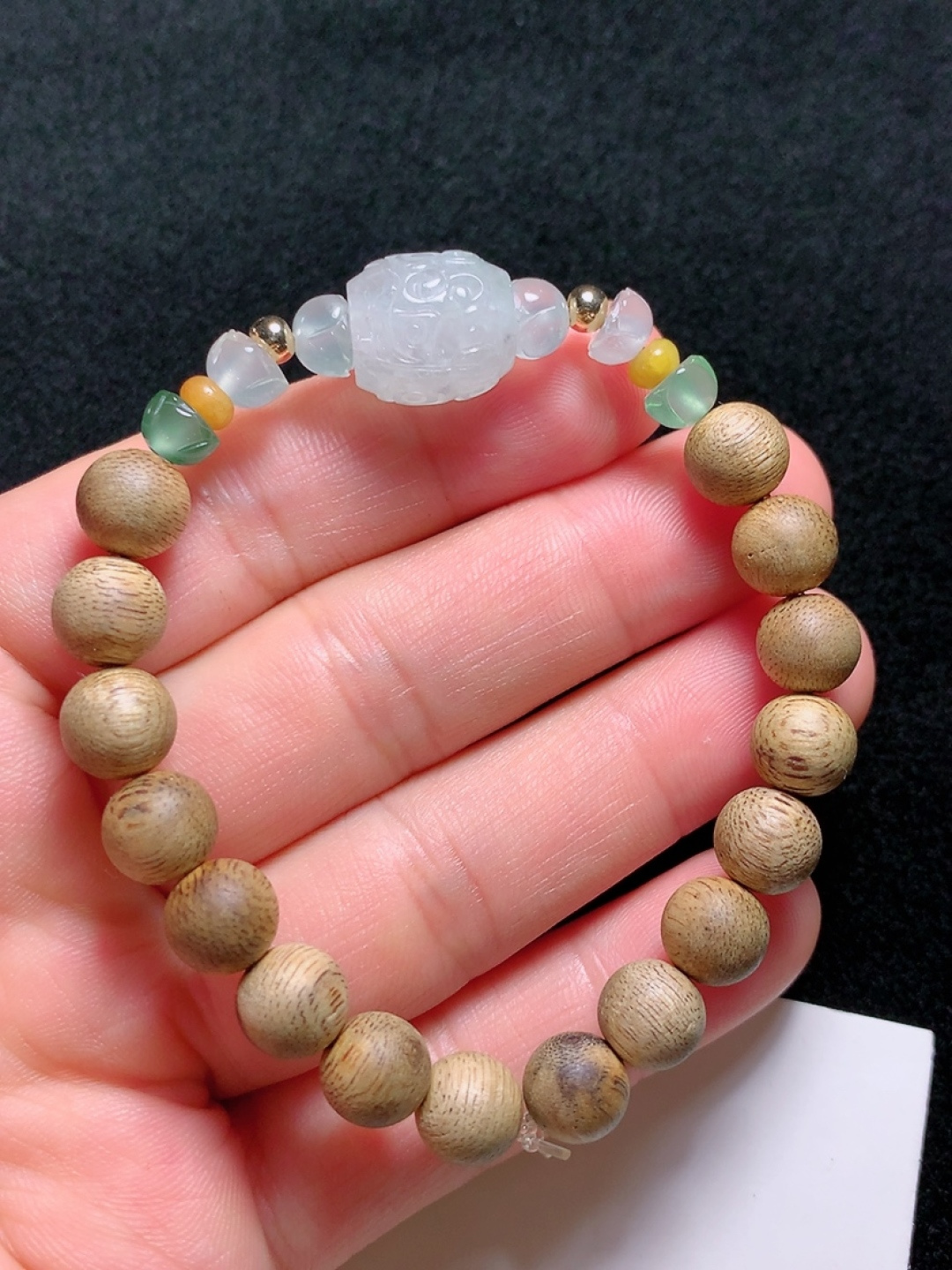 ️冰种雕花路路通手串，种老水头好，又冰又润，漂亮大气，尺寸：12.7/11.6mm8粒，ss
