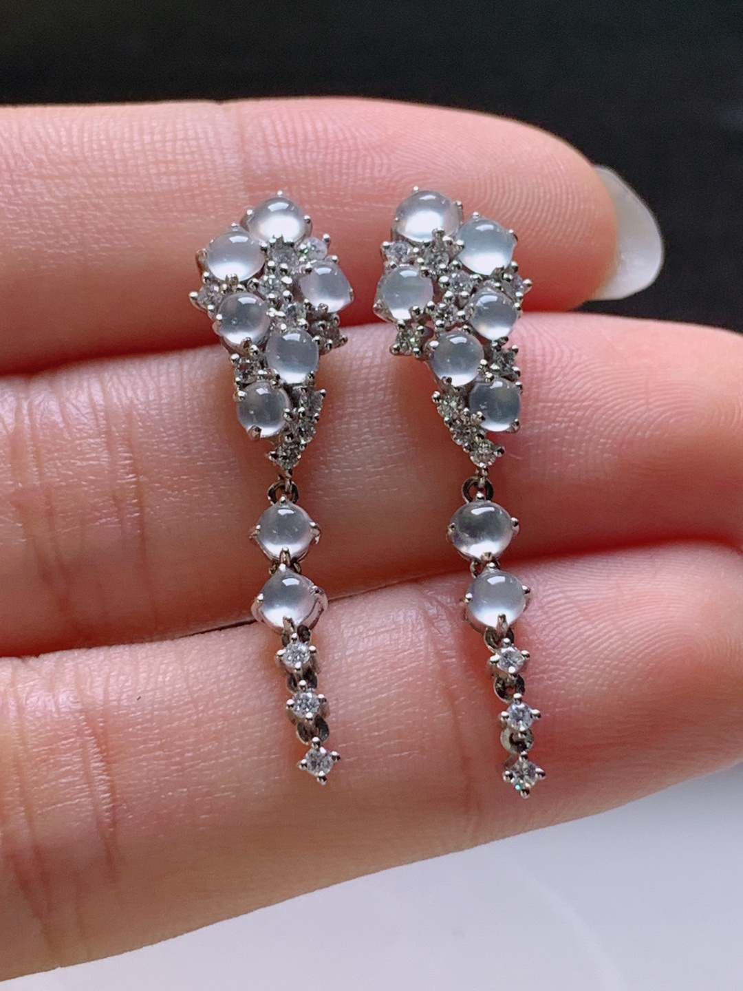 ️ 冰旦面设计款耳坠，冰透起光，无裂