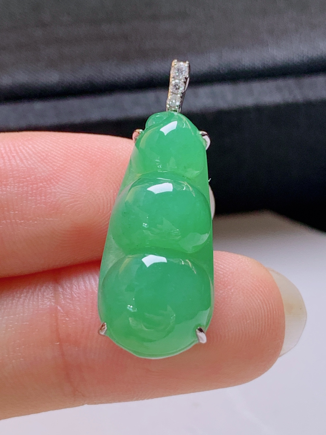 ️ 冰阳绿福豆吊坠，无裂色阳水润，裸石23.7-10.9-5.729.9-8.1