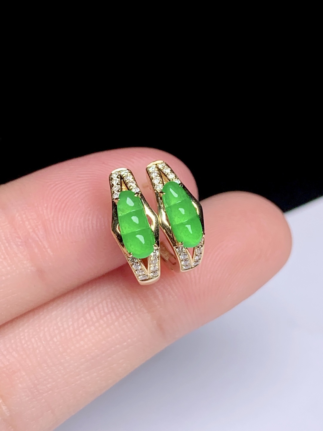 ️超值8224福豆耳坠18k金钻镶嵌，7.5-2.7