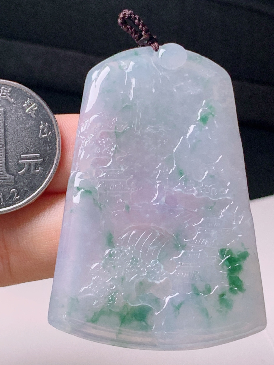 ️ 冰种飘花山水牌，无裂冰润饱满，裸石55.3-36.9-5.1