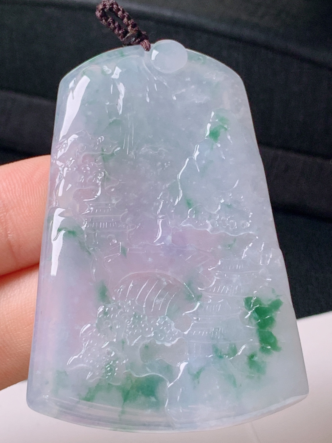 ️ 冰种飘花山水牌，无裂冰润饱满，裸石55.3-36.9-5.1