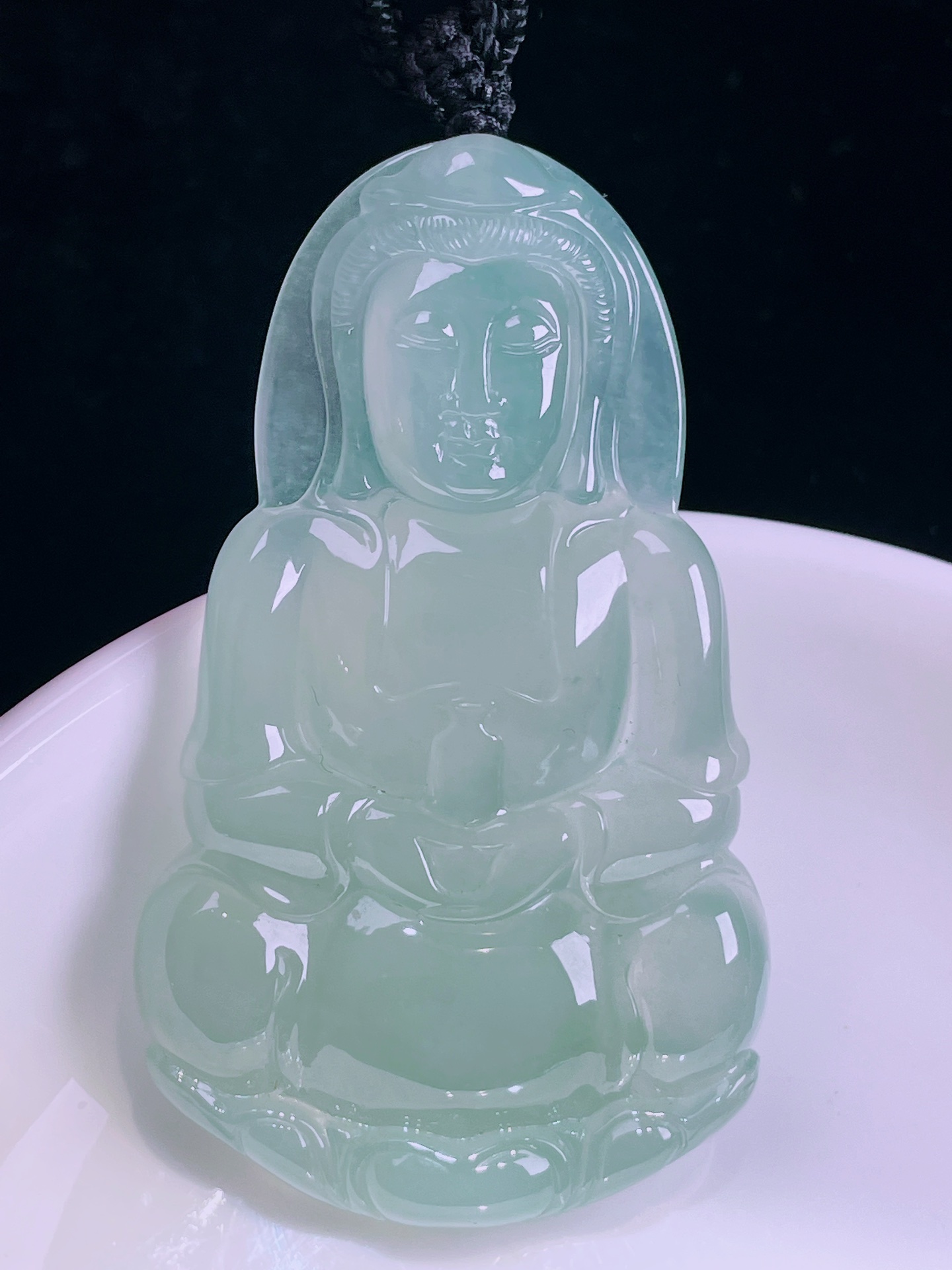️冰种观音，老种起光，细底通透，尺寸：58.3/34.4/5.8mm0417