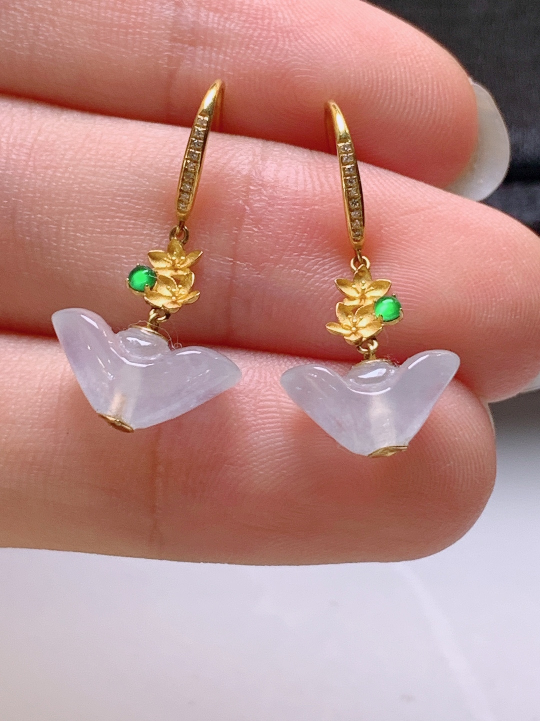 ️ 冰种元宝耳坠，无裂冰透，裸石5.8-11.2-5.9