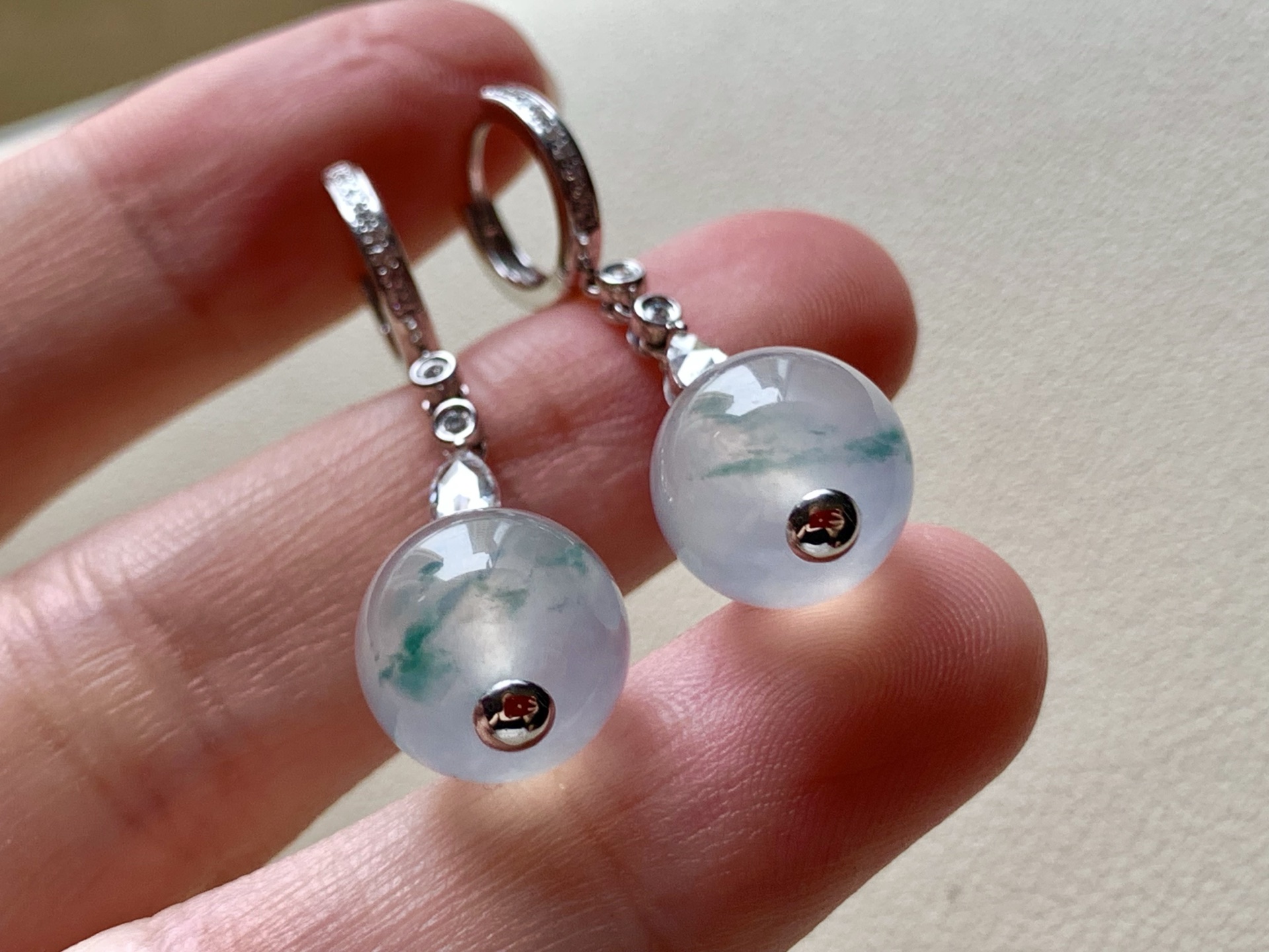 ️【18k金镶嵌珠子耳坠】飘花灵动，种老细腻形体佳，成品：34*10.7，裸石：10.7，a32416