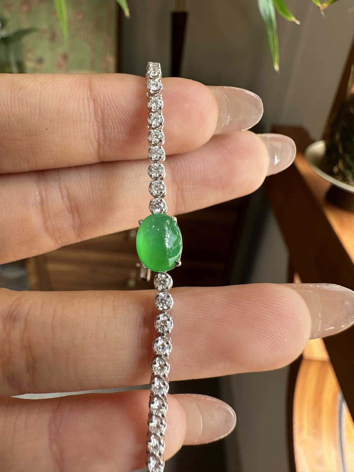 ️冰阳绿蛋面四爪镶手链