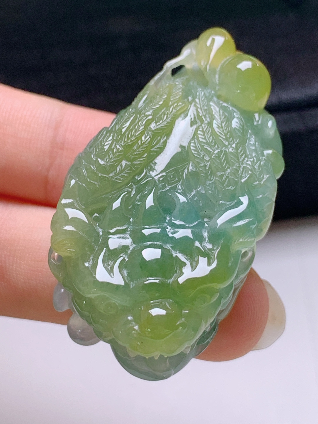 ️ 冰黄翡貔貅，无裂色正厚装，裸石47.7-24.9-15.1