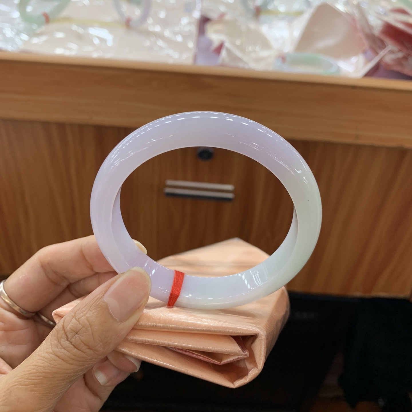 041607FN春带彩正圈大圈口翡翠手镯60.5/12.6/8.3