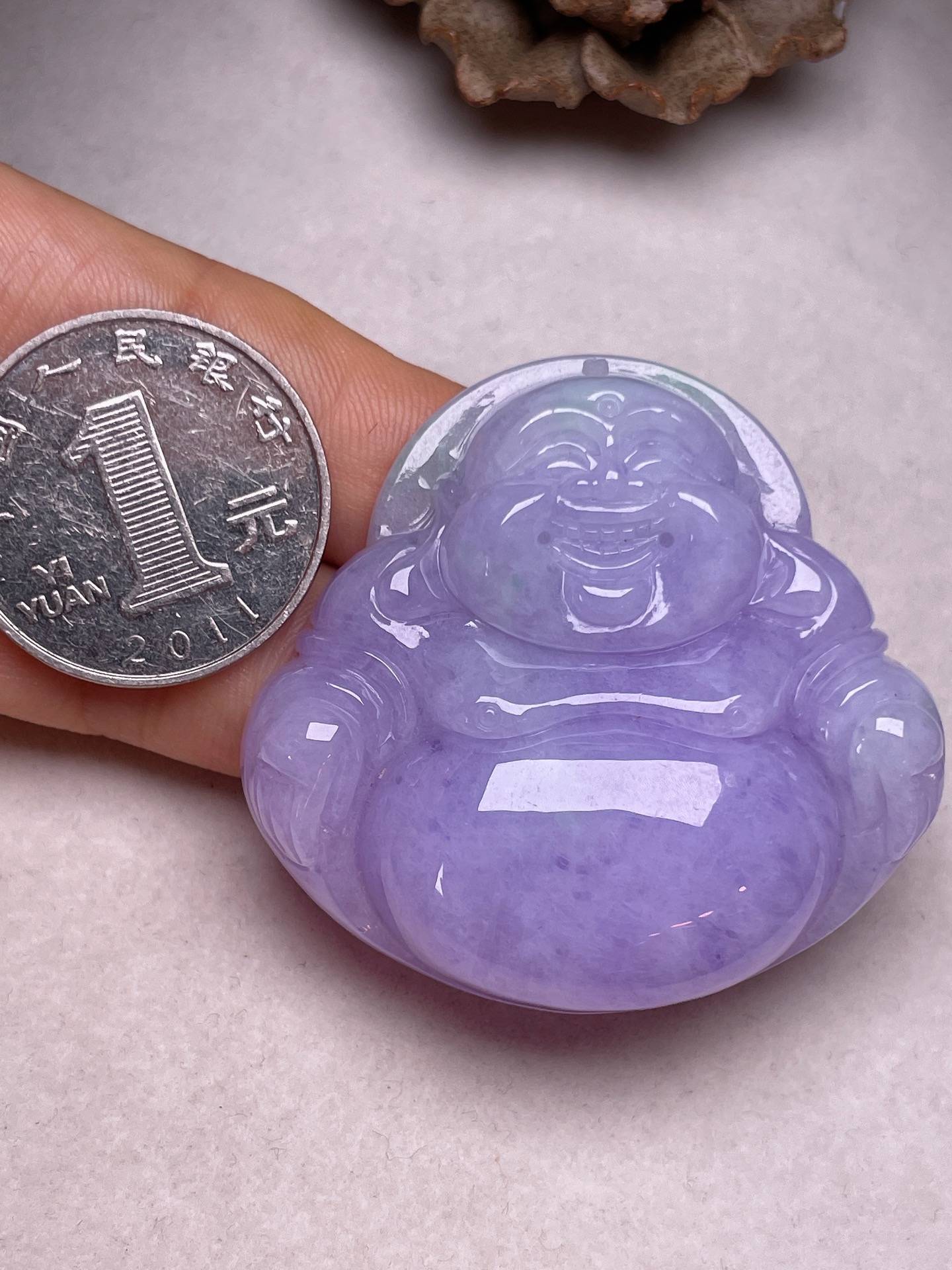 ️ 【大坐佛】，冰糯种满紫，无裂一手货源裸石尺寸44.2/47.6/11.9
