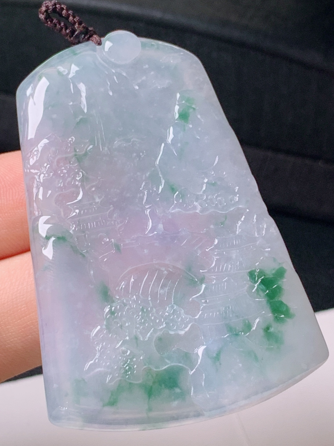 ️ 冰种飘花山水牌，无裂冰润饱满，裸石55.3-36.9-5.1